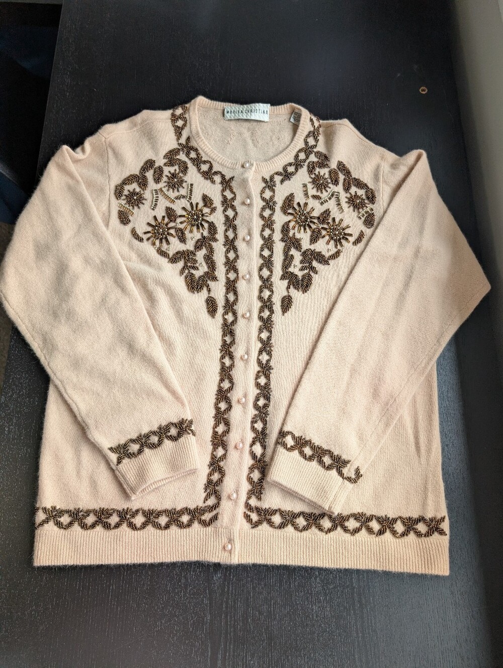 Vintage Beaded Lambswool and Angora Cardigan